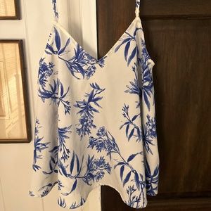 ASOS Women's Blue and White Floral Print Camisole, size small